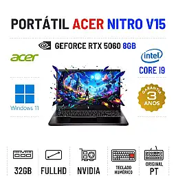 ACER NITRO V15 | 15.6'' FULLHD 180Hz | I9-13900H | 32GB RAM | 960GB SSD | RTX5060 8GB | TECLADO NUMERICO