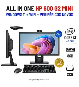CONJUNTO AIO HP 600 G2 MINI | i3 =  i5-6200U | 8GB RAM | 240GB SSD COM MONITOR + ACESSORIOS