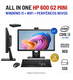 CONJUNTO AIO HP 600 G2 MINI | i3 = i5-6200U | 8GB RAM | 240GB SSD COM MONITOR + ACESSORIOS CONJUNTO AIO HP 600 G2 MINI | i3 = i5-6200U | 8GB RAM | 240GB SSD COM MONITOR + ACESSORIOS