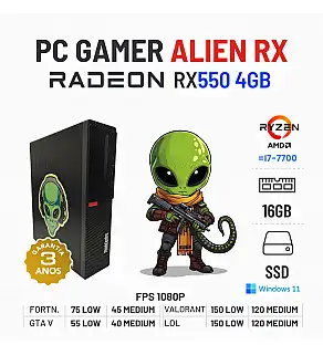 PC GAMER ALIEN RX | RX550-4GB | RYZEN 5 PRO=I7-7700 | 16GB RAM | 240GB SSD PC GAMER ALIEN RX | RX550-4GB | RYZEN 5 PRO=I7-7700 | 16GB RAM | 240GB SSD