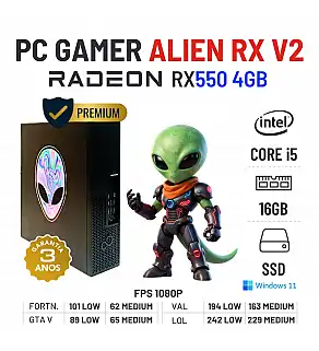 PC GAMER ALIEN RX V2 | RX550-4GB | I5-8500 | 16GB RAM | 240GB SSD