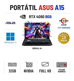 ASUS TUF GAMING A15 | 15.6'' FULLHD 144HZ | RYZEN 7 = I7-12650HX | 32GB RAM | 960GB SSD | RTX4060 8GB | TECLADO NUMÉRICO 