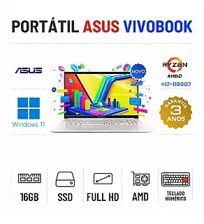 NOVO - ASUS VIVOBOOK 15 E1504FA | 15.6'' FULLHD | RYZEN 5 = i7-1160G7 | 16GB RAM | 480GB SSD | TECLADO NUMÉRICO | OFERTA DE OFFICE 2021