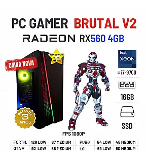 PC GAMER BRUTAL V2 | RX560-4GB | XEON 10 CORES SUPERIOR I7-9700 | 16GB RAM | 240GB SSD