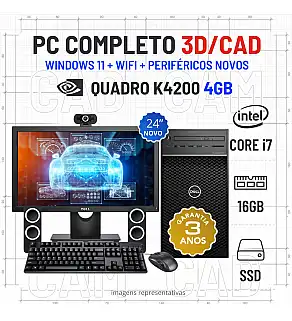 CONJUNTO 3D/CAD PIXELCRAFT DELL 3630 TOWER | I7-9700 | 16GB RAM | 480GB SSD | QUADRO K4200 4GB COM MONITOR + ACESSORIOS CONJUNTO 3D/CAD PIXELCRAFT DELL 3630 TOWER | I7-9700 | 16GB RAM | 480GB SSD | QUADRO K4200 4GB COM MONITOR + ACESSORIOS