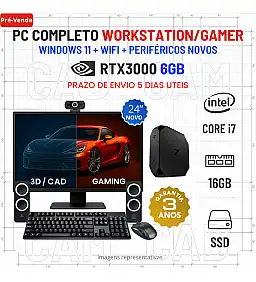 CONJUNTO WORKSTATION/GAMER HP Z2 G5 MICRO/MINI | i7-10700K | 16GB RAM | 480GB SSD | RTX3000-6GB=RTX3050-6GB COM MONITOR + ACESSORIOS