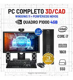 CONJUNTO 3D/CAD HP Z240 SFF | i7-6700 | 16GB RAM | 240GB SSD | QUADRO P1000-4GB COM MONITOR + ACESSORIOS
