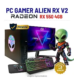 CONJUNTO GAMER ALIEN RX V2 | RX550-4GB | I5-8500 | 16GB RAM | 240GB SSD COM MONITOR + ACESSORIOS