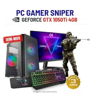 CONJUNTO GAMER SNIPER SEMI-NOVO | GTX1050Ti-4GB | XEON 12 CORES = i7-9700KF | 16GB RAM | SSD+HDD COM MONITOR + ACESSORIOS
