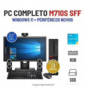 CONJUNTO PC LENOVO THINKCENTRE M710S SFF | PENTIUM G4560 | 8GB RAM | 240GB SSD COM MONITOR + ACESSORIOS CONJUNTO PC LENOVO THINKCENTRE M710S SFF | PENTIUM G4560 | 8GB RAM | 240GB SSD COM MONITOR + ACESSORIOS