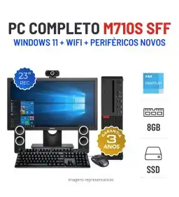 CONJUNTO PC LENOVO THINKCENTRE M710S SFF | PENTIUM G4560 | 8GB RAM | 240GB SSD COM MONITOR + ACESSORIOS