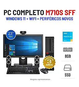 CONJUNTO PC LENOVO THINKCENTRE M710S SFF | PENTIUM G4560 | 8GB RAM | 240GB SSD COM MONITOR + ACESSORIOS