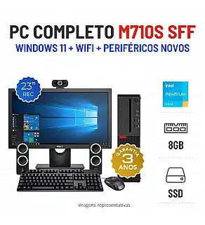 CONJUNTO PC LENOVO THINKCENTRE M710S SFF | PENTIUM G4560 | 8GB RAM | 240GB SSD COM MONITOR + ACESSORIOS