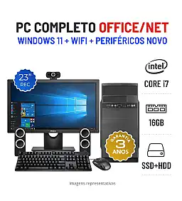 CONJUNTO PC OFFICE/NET | i7-7700T | 16GB RAM | SSD + HDD