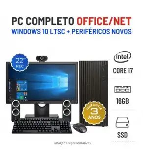 CONJUNTO PC OFFICE/NET | i7-3770T | 16GB RAM | 240GB SSD COM MONITOR + ACESSORIOS