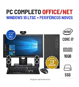 CONJUNTO PC OFFICE/NET | i7-4790 | 16GB RAM | 240GB SSD COM MONITOR + ACESSORIOS