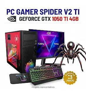 CONJUNTO GAMER SPIDER V2 Ti | GTX1050Ti-4GB | I5-8500 | 16GB RAM | 240GB SSD COM MONITOR + ACESSORIOS