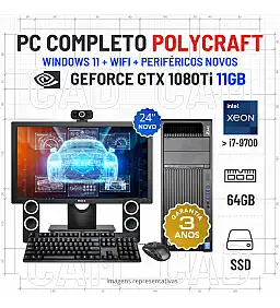 CONJUNTO 3D/CAD POLYCRAFT HP Z440 | XEON SUPERIOR i7-9700 | 64GB RAM | 960GB SSD | GTX1080TI-11GB COM MONITOR + ACESSORIOS