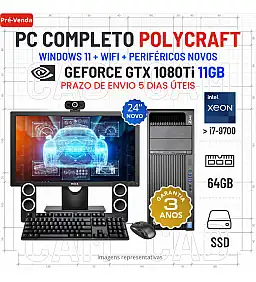 CONJUNTO 3D/CAD POLYCRAFT HP Z440 | XEON SUPERIOR i7-9700 | 64GB RAM | 960GB SSD | GTX1080TI-11GB COM MONITOR + ACESSORIOS