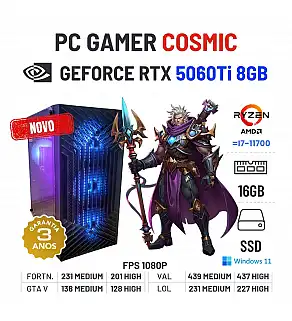 PC GAMER COSMIC NOVO | RTX5060Ti-8GB | RYZEN 5 = i7-11700 | 16GB RAM | 960GB SSD