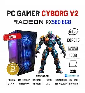 PC GAMER CYBORG V2 NOVO | RX580-8GB | i5-10400F | 16GB RAM | 480GB SSD OFERTA KIT TECLADO+RATO+TAPETE PC GAMER CYBORG V2 NOVO | RX580-8GB | i5-10400F | 16GB RAM | 480GB SSD OFERTA KIT TECLADO+RATO+TAPETE