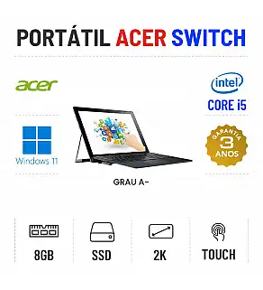 ACER SWITCH ALPHA 12 SA5-271 | 12'' TOUCH 2K | I5-6200U | 8GB RAM | 240GB SSD