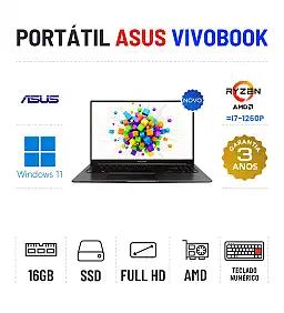 NOVO - ASUS VIVOBOOK 15 OLED | 15.6'' FULLHD | RYZEN 7 = i7-1260P | 16GB RAM | 960GB SSD | TECLADO NUMÉRICO | OFERTA DE OFFICE 2021