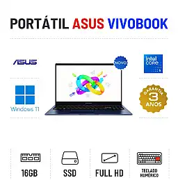 NOVO - ASUS VIVOBOOK 15 F1504VA | 15.6'' FULLHD | CORE 5-120U | 16GB RAM | 480GB SSD | TECLADO NUMÉRICO