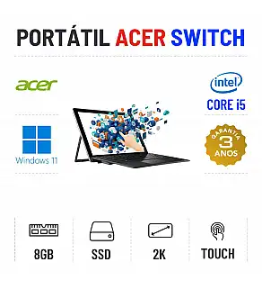 ACER SWITCH ALPHA 5 SW512-52 | 12'' TOUCH 2K | I5-7200U | 8GB RAM | 240GB SSD 