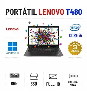 LENOVO THINKPAD T480 | 14.1'' FULLHD | i5-8350U | 8GB RAM | 240GB SSD | BATERIA NOVA