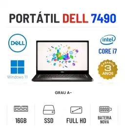 DELL LATITUDE 7490 | 14.1" FULLHD | i7-8650U | 16GB RAM | 480GB SSD | BATERIA NOVA