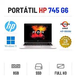 HP ELITEBOOK 745 G6 | 14" FULLHD | RYZEN=I7-8565U | 8GB RAM | 240GB SSD