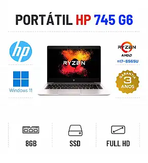 HP ELITEBOOK 745 G6 | 14" FULLHD | RYZEN=I7-8565U | 8GB RAM | 240GB SSD
