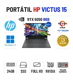 HP VICTUS 15-FB3030NP | 15.6'' FULLHD 144Hz | RYZEN 5 = i7-13620H | 24GB RAM | 960GB SSD | NVIDIA RTX5050 8GB