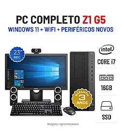 CONJUNTO HP Z1 ENTRYTOWER G5 | i7-9700 | 16GB RAM | 240GB SSD | COM MONITOR + ACESSORIOS