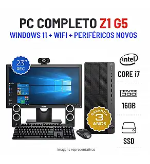CONJUNTO HP Z1 ENTRYTOWER G5 | i7-9700 | 16GB RAM | 240GB SSD | COM MONITOR + ACESSORIOS