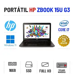 HP ZBOOK 15U G3 | 15.6" FULLHD | i7-6600U | 16GB RAM | 240GB SSD | TECLADO NUMÉRICO