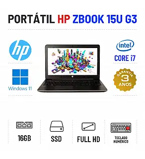 HP ZBOOK 15U G3 | 15.6" FULLHD | i7-6600U | 16GB RAM | 240GB SSD | TECLADO NUMÉRICO