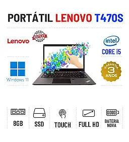 LENOVO THINKPAD T470s | 14.1'' TOUCH FULLHD | i5-6200u | 8GB RAM | 240GB SSD | BATERIA NOVA