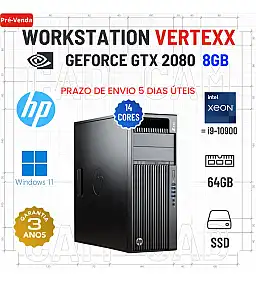 WORKSTATION VERTEXX HP Z440 | XEON 14 CORES = i9-10900 | 64GB RAM | 960GB SSD | RTX2080-8GB | OFERTA DE OFFICE 2021