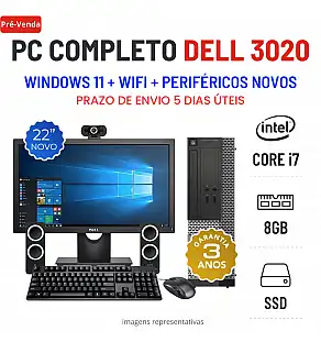 CONJUNTO DELL OPTIPLEX 3020 SFF | i7-4790 | 8GB RAM | SSD COM MONITOR + ACESSORIOS