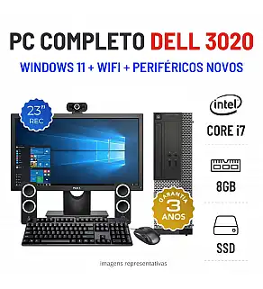 CONJUNTO DELL OPTIPLEX 3020 SFF | i7-4790 | 8GB RAM | SSD COM MONITOR + ACESSORIOS