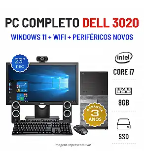 CONJUNTO DELL OPTIPLEX 3020 TOWER | i7-4790 | 8GB RAM | 240GB SSD COM MONITOR + ACESSORIOS