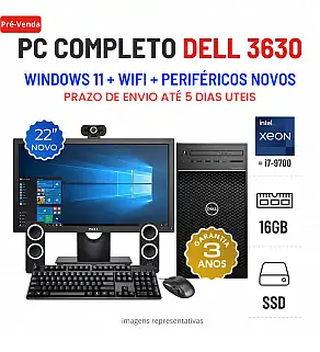 CONJUNTO PC DELL 3630 TOWER | XEON SUPERIOR A i7-9700 | 16GB RAM | 480GB SSD COM MONITOR + ACESSORIOS CONJUNTO PC DELL 3630 TOWER | XEON SUPERIOR A i7-9700 | 16GB RAM | 480GB SSD COM MONITOR + ACESSORIOS