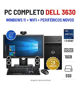 CONJUNTO PC DELL PRECISION 3630 TOWER | XEON = i7-6700T | 16GB RAM | 240GB SSD COM MONITOR + ACESSORIOS CONJUNTO PC DELL PRECISION 3630 TOWER | XEON = i7-6700T | 16GB RAM | 240GB SSD COM MONITOR + ACESSORIOS