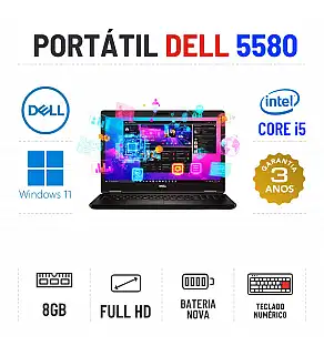DELL LATITUDE 5580 | 15.6" FULLHD | I5-6200U | 8GB RAM | 240GB SSD | BATERIA NOVA