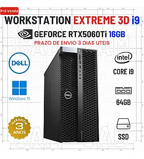 WORKSTATION DELL 5820 EXTREME 3D EDITION | i9-10980XE | 64GB RAM | 480GB | RTX5060Ti 16GB