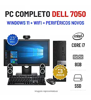CONJUNTO PC DELL 7050 SFF | I7-6700 | 8GB RAM | 240GB SSD COM MONITOR + ACESSORIOS