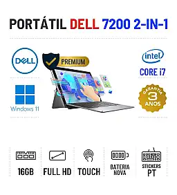 DELL LATITUDE 7200 2-IN-1 | 12" TOUCH FULLHD | i7-8665u | 16GB RAM | 480GB SSD | DESTACÁVEL | BATERIA NOVA