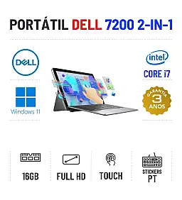 DELL LATITUDE 7200 2-IN-1 | 12" TOUCH FULLHD | i7-8665u | 16GB RAM | 480GB SSD | DESTACÁVEL